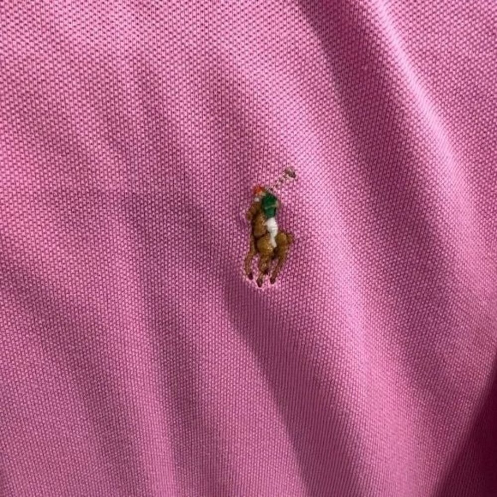 Polo Ralph Lauren Mens Pink Short Sleeve Polo Shirt Size L 100% Pima Cotton Clas - Picture 3 of 4